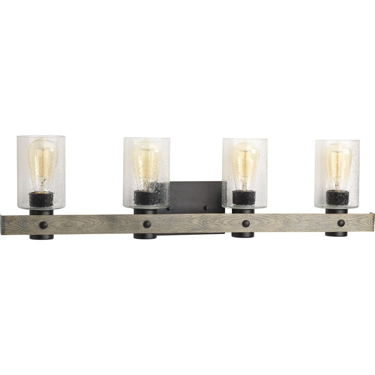 Progress Lighting Gulliver Collection 4-Light Clear Seeded Glass Coastal Bath Vanity Light Graphite