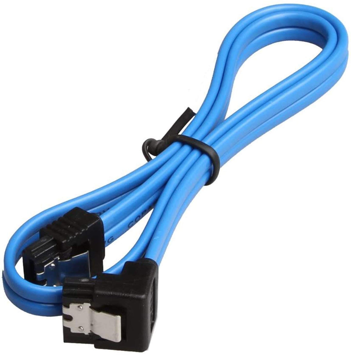 Relper-Lineso 6 Pack 90 Degree Right-Angle SATA III Cable 6.0 Gbps with Locking Latch 18Inch (6X Sata Cable Blue)
