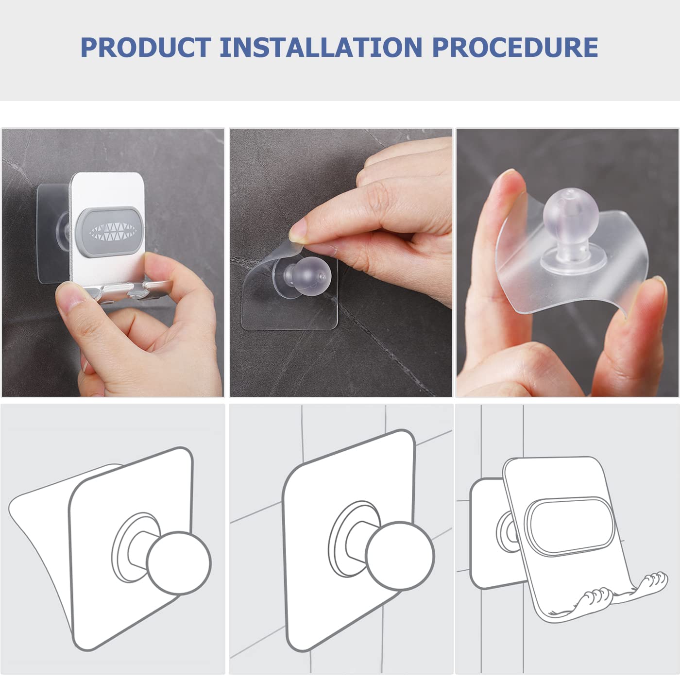 Shower Mount Phone Holder - Adjustable Cell Phone Stand with Adhesive Pads for Bathroom and Kitchen (1 PCS)