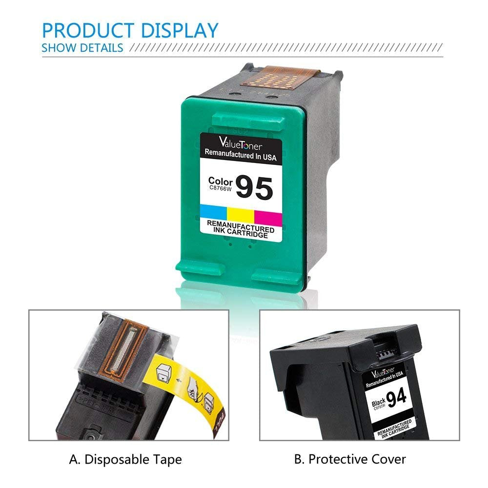 Valuetoner Remanufactured Ink Cartridge Replacement for HP 95 CD886FN C8766WN for Deskjet 460 5740 5940 6520 6620 6830 9800 Officejet 100 150 6200