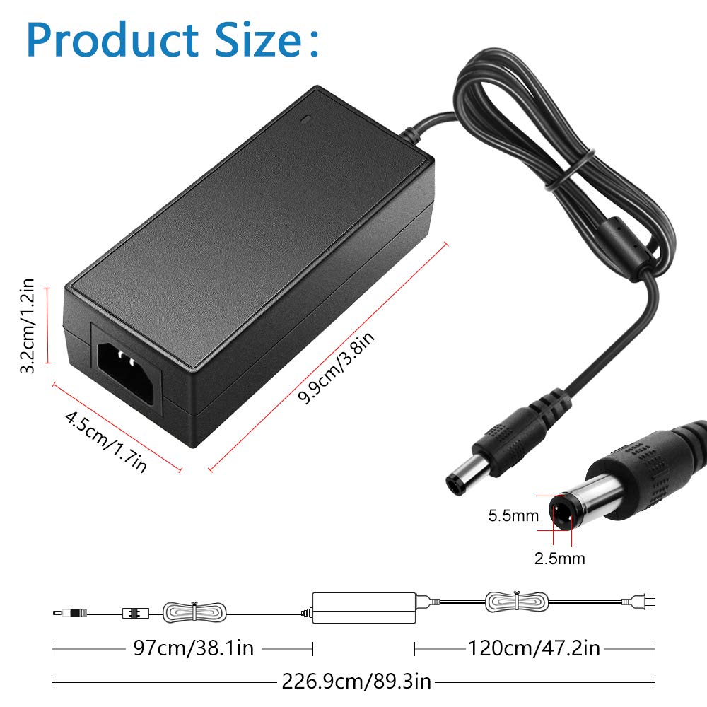 SHNITPWR 12V 3A 36W AC DC Power Supply Adapter 100V~240V AC to DC 12 Volt 3 Amp Converter Transformer LED Driver with 5.5x2.5mm Plug for 5050 3528…