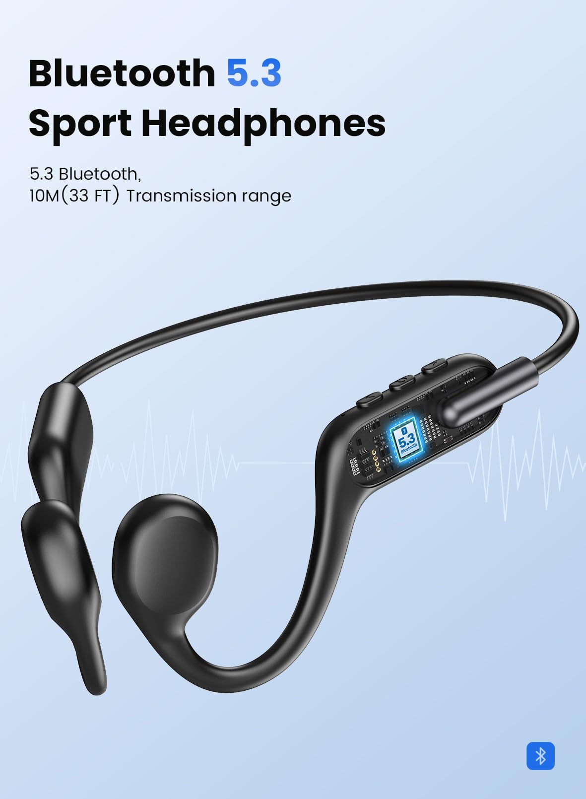 Rumatas Bone Conduction Headphones, Swimming Headphones Underwater Open Ear Built-in 32GB Memory IPX8 Waterproof for Swimming, Running, Cycling, Black