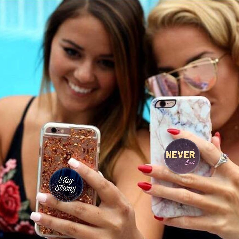 6 Pack - Collapsible Cell Phone Grip for Smartphones,Mobile Expanding Cellphone Holder Kicktand for Phone and Case - Relax Keep Going Quote