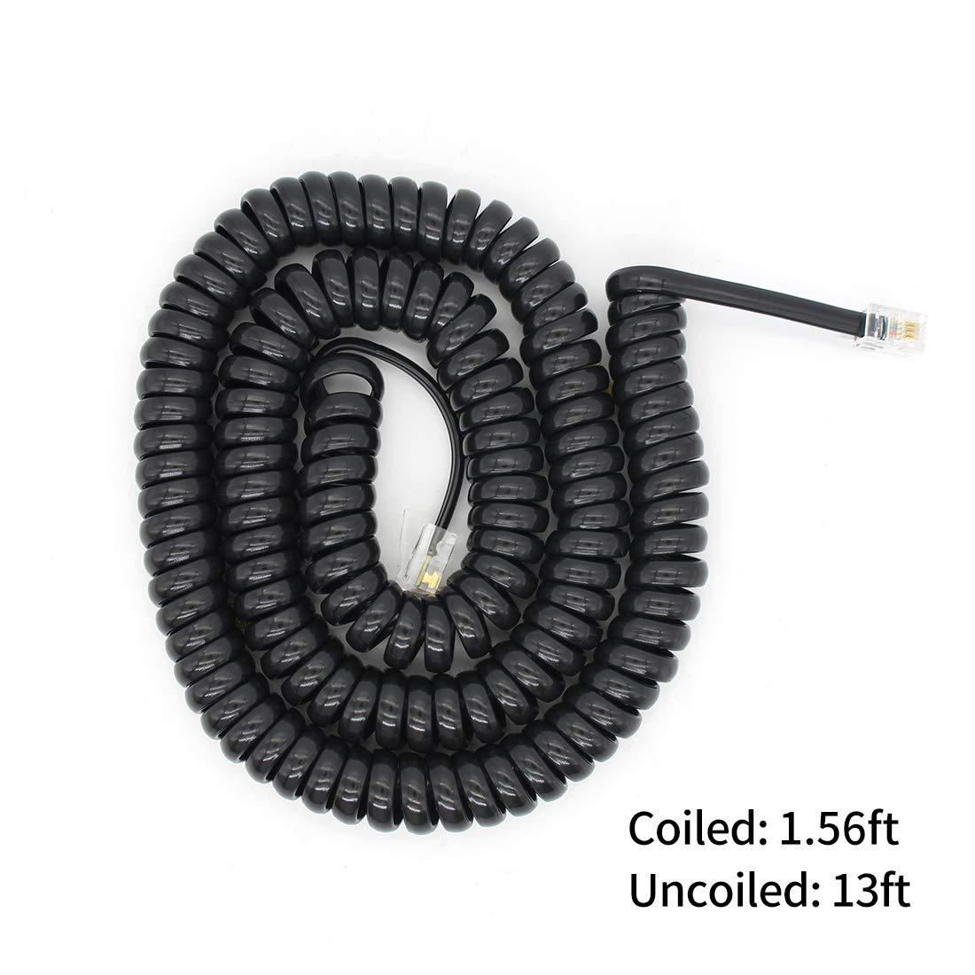 Telephone Handset Cord Detangler Cable Pure-Copper Coiled 1.56 to 13 Feet Uncoiled Landline Phone Spiral Curly Cable Extension Modular Wire Lead