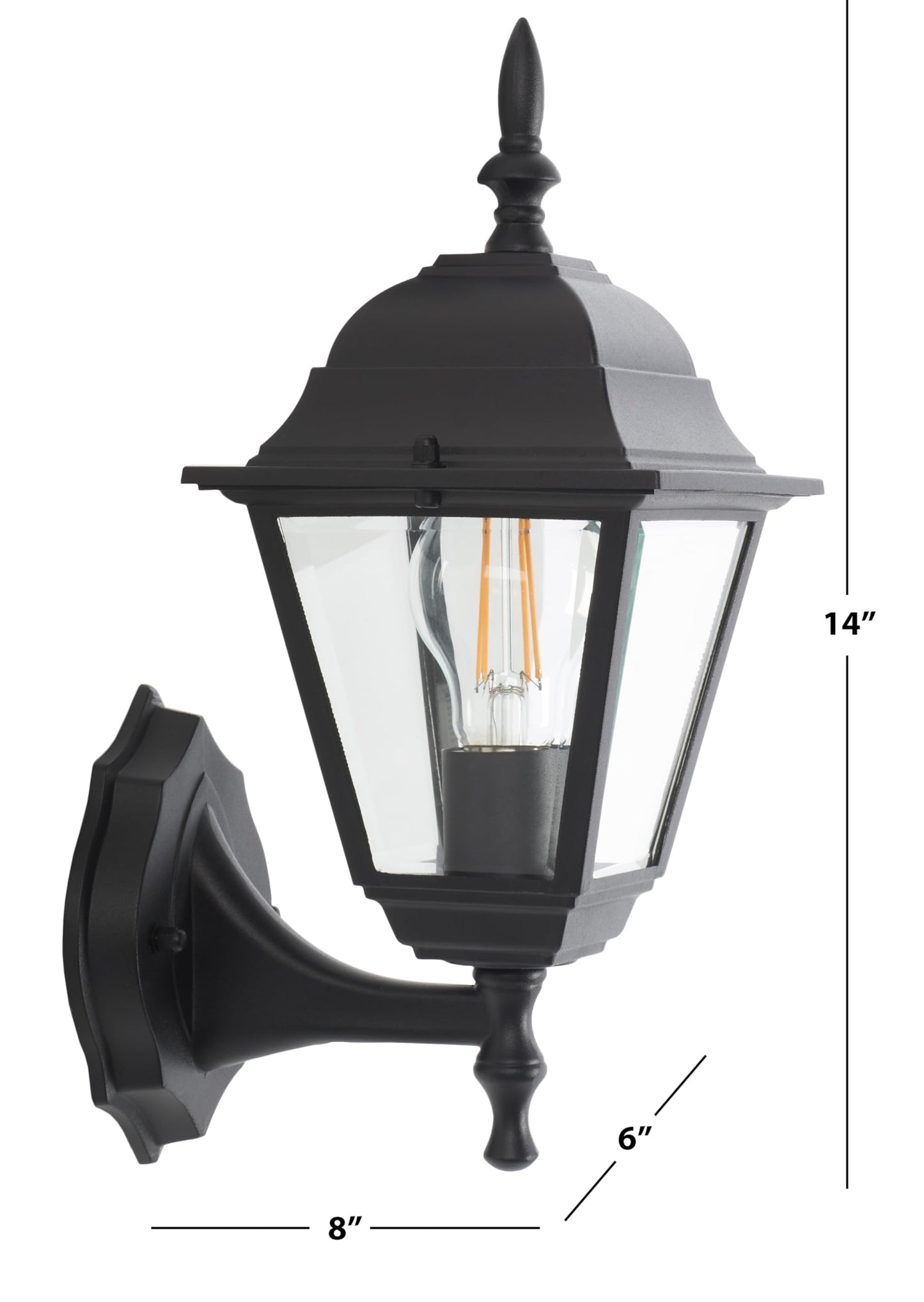SAFAVIEH Lighting Collection Rhion Black Outdoor Wall Sconce Set of 2 Light Fixture (LED Bulbs Included)