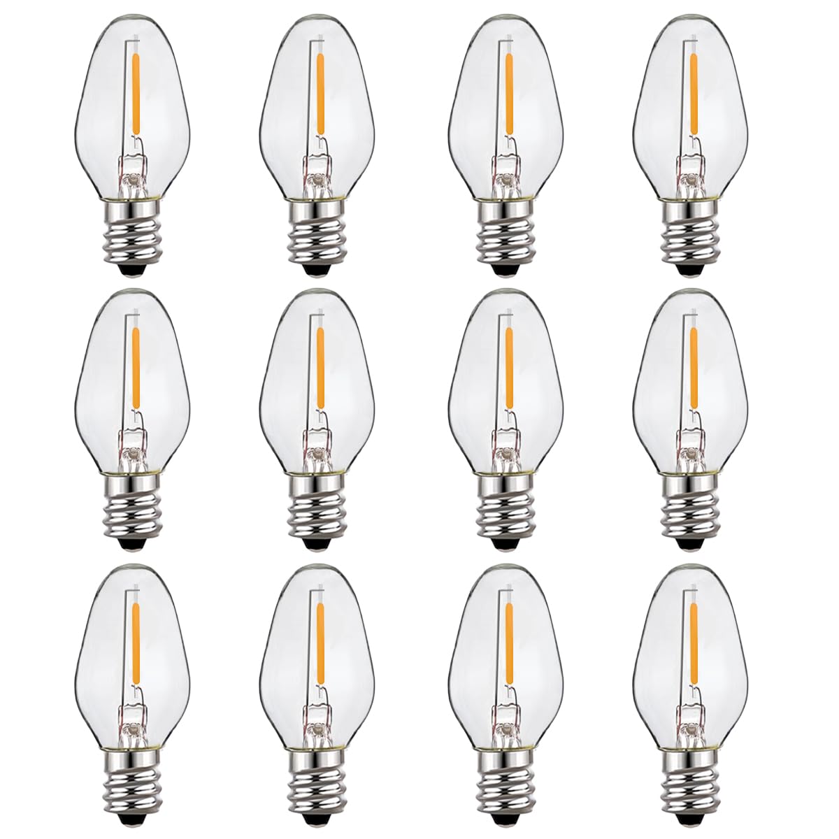 ZwwYvv LED Night Light Bulbs,C7 0.4 Watt Decorative Light Bulbs for Window Candles/String Lights/Night Lights,Waterproof, Warm White,12 Pack