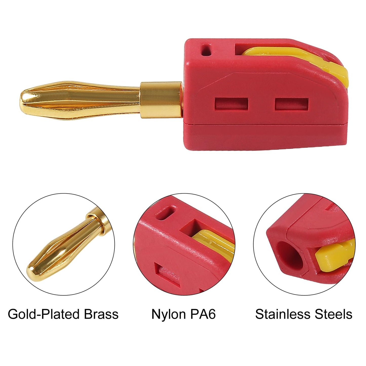 20Pcs 4mm Banana Plug Quick Connect Speaker Wire Connectors 32A 250V, Insulated Banana Sockets for Home Theater Audio -Red Black