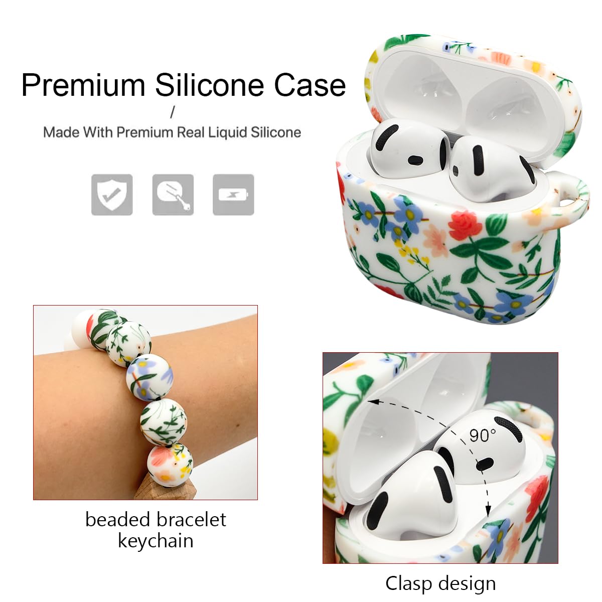 PowerDriver Case Compatible with AirPods 4 Case,Soft Silicone Cover with Bracelet Lanyard and Keychain, Cute Wireless Charging Protective Case