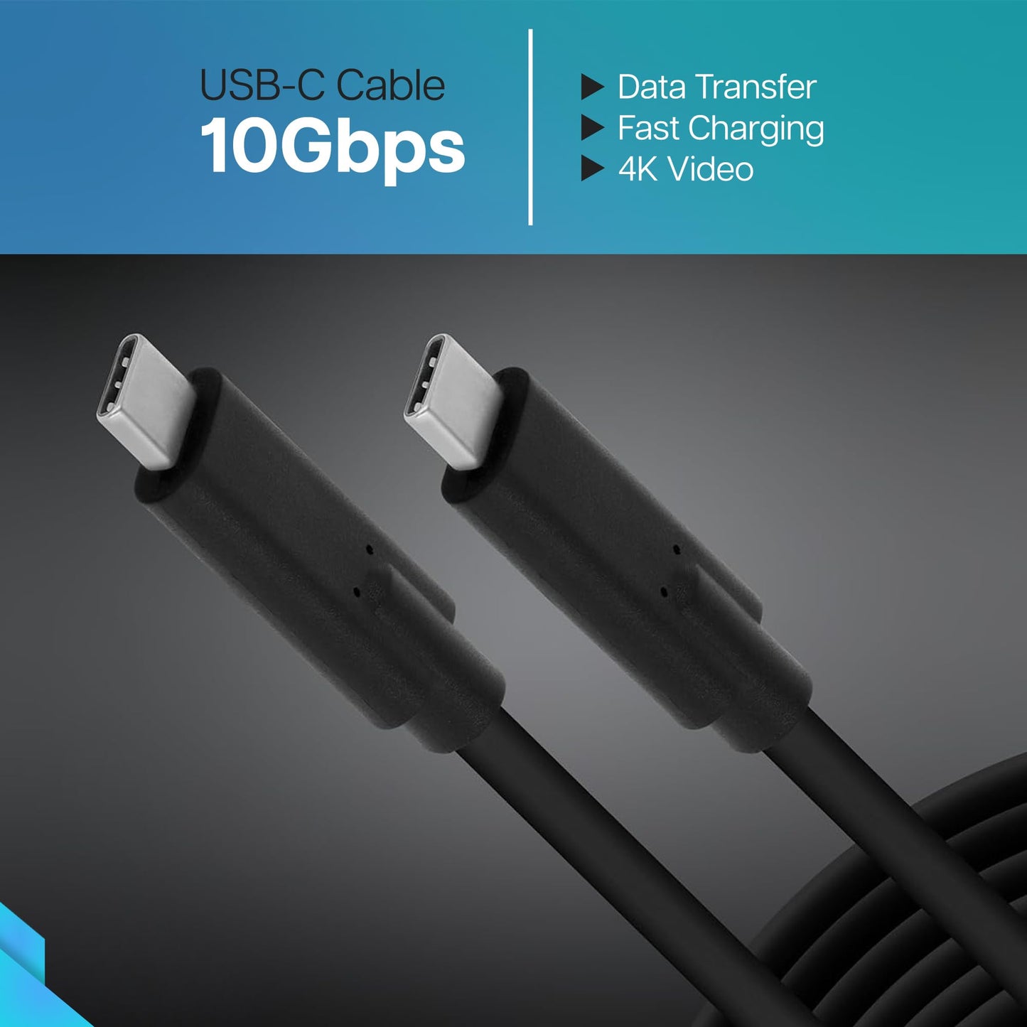 VisionTek USB-C to USB-C 3.1 Gen 2 Cable - 100W Power Delivery - 10Gbps High-Speed Data Transfer - DP Alt Mode Video Output - 2 Meters (6.56 ft)