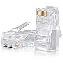 SHD RJ45 Connectors, Cat6 Connector Cat5e Connectors Cat5 Connectors RJ45 Ends Ethernet Cable Crimp Connectors-100Pcs