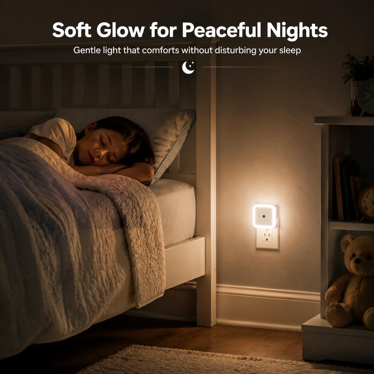 Othmro 4 Pack Plug-in Night Light, LED Warm Auto Dusk-to-Dawn Sensor, Energy Efficient Small Nightstand Lamp for Bedroom Bathroom Kitchen Hallway