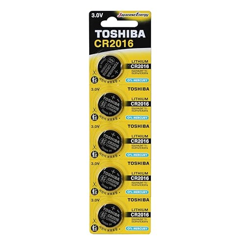 Toshiba CR2016 3V Lithium Coin Cell Battery Pack of 5