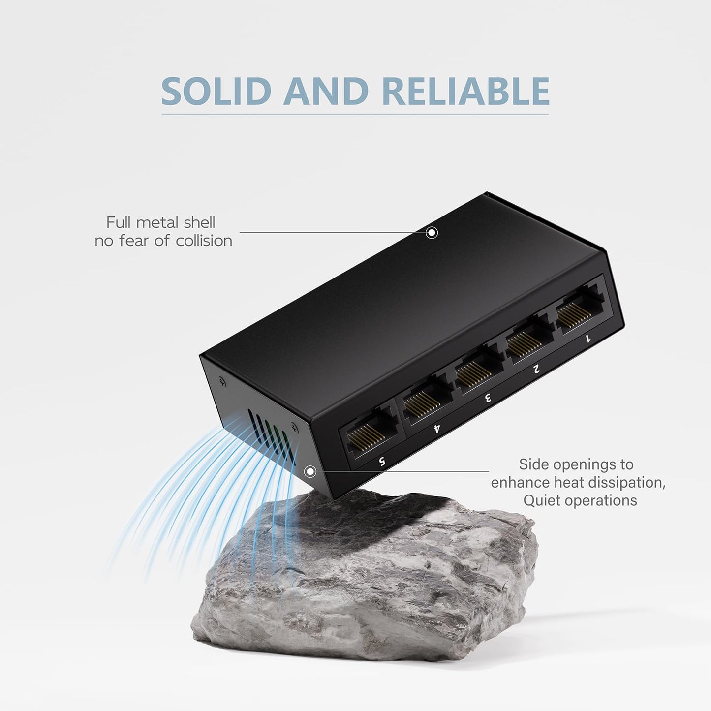 Bliyee 5-Port Gigabit Ethernet Switch, Unmanaged Home Network Switch Hub, Ethernet Splitter | Auto-Sensing Ports | Plug-and-Play | Silent Operation |