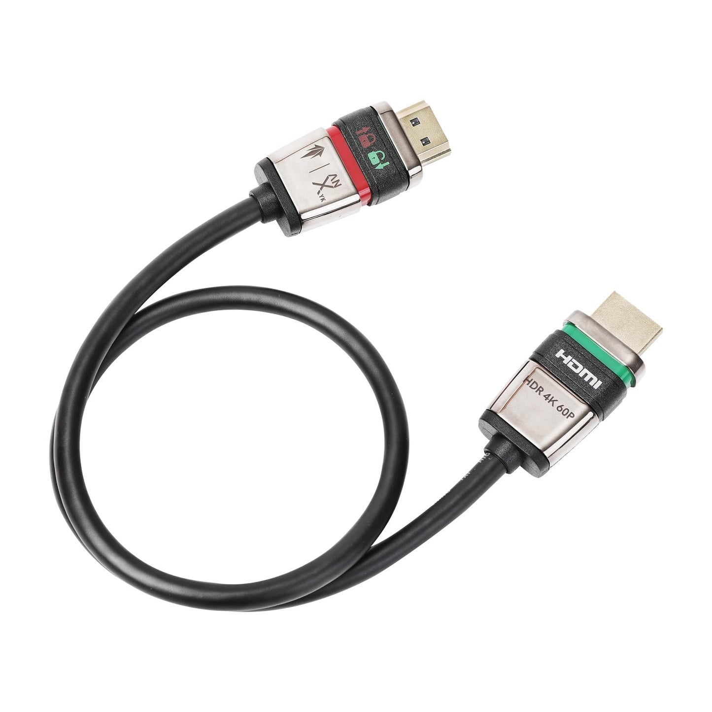 Locking HDMI Cable for Camera Monitor, Self-Locking HDMI 2.0 Cord 4K60Hz, Secure HDMI Connection No Cage Needed, Compatible with DSLR, SmallHD