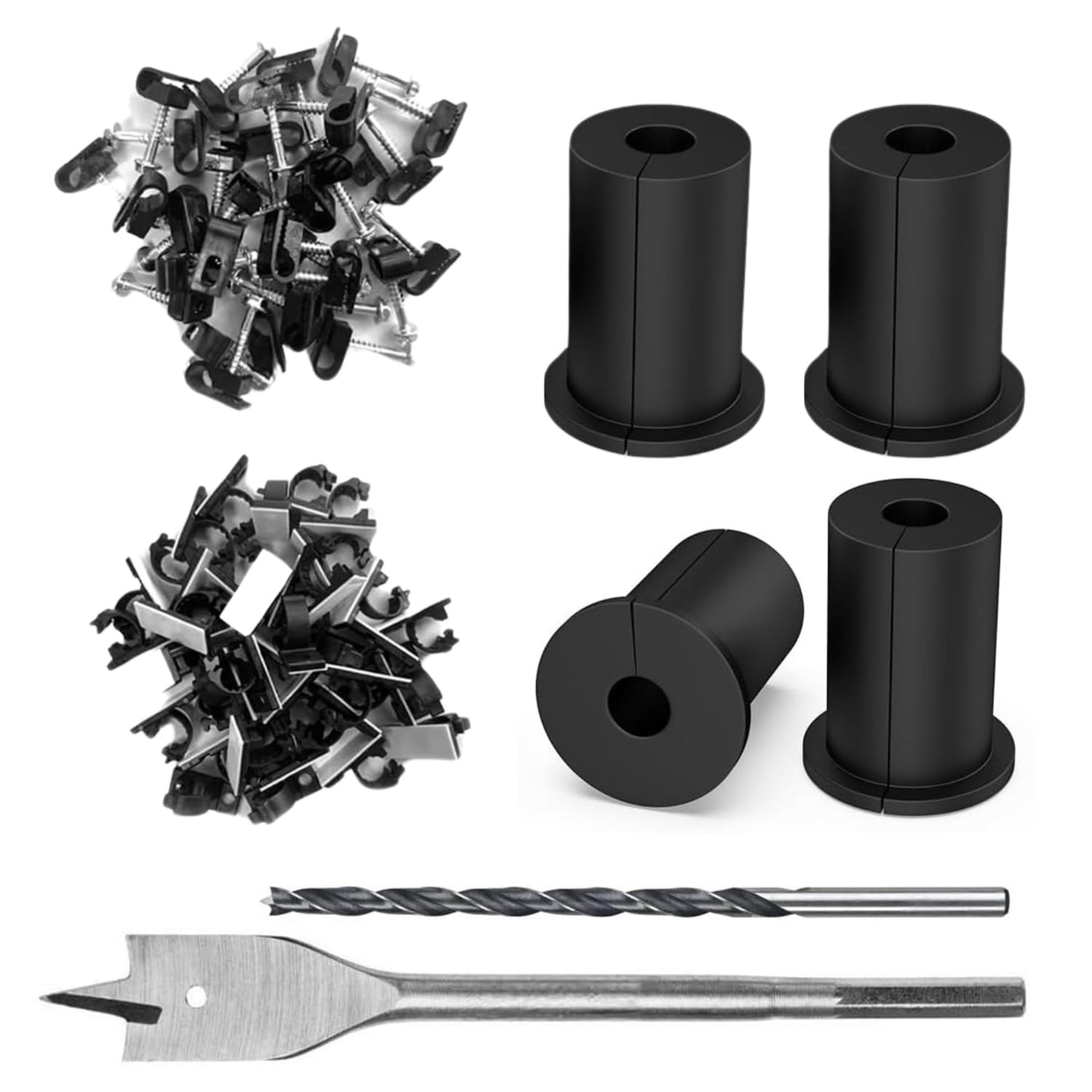 Starlink Cable Routing Kit, SMANSNAY 4PCS Starlink Wall Grommets Accessories for Cables Pass Through mounting kit, with 1" Spade Drill Bit, 40pcs Wall