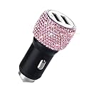 Dual USB Car Charger,SAVORI Car Adapter Bling Bling Rhinestones Crystal Car Decorations for Fast Charging Car Decors for iPhone Xs Max X Plus, iPad