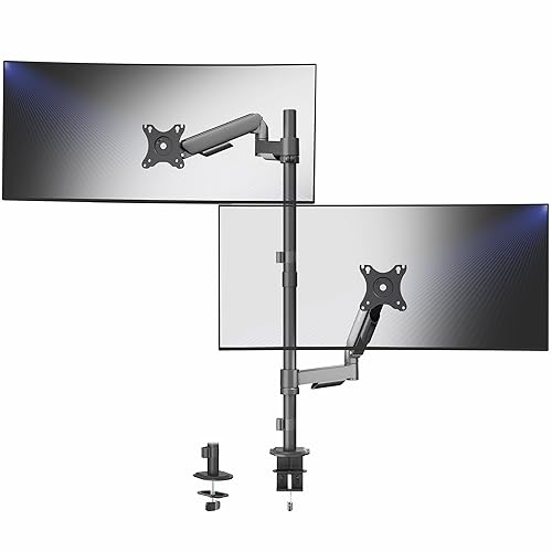 VIVO Dual Monitor Arm Extra Tall Mount for Screens up to 32 inches, Mechanical Height Adjustment, Full Articulating Heavy Duty VESA Stand with Desk