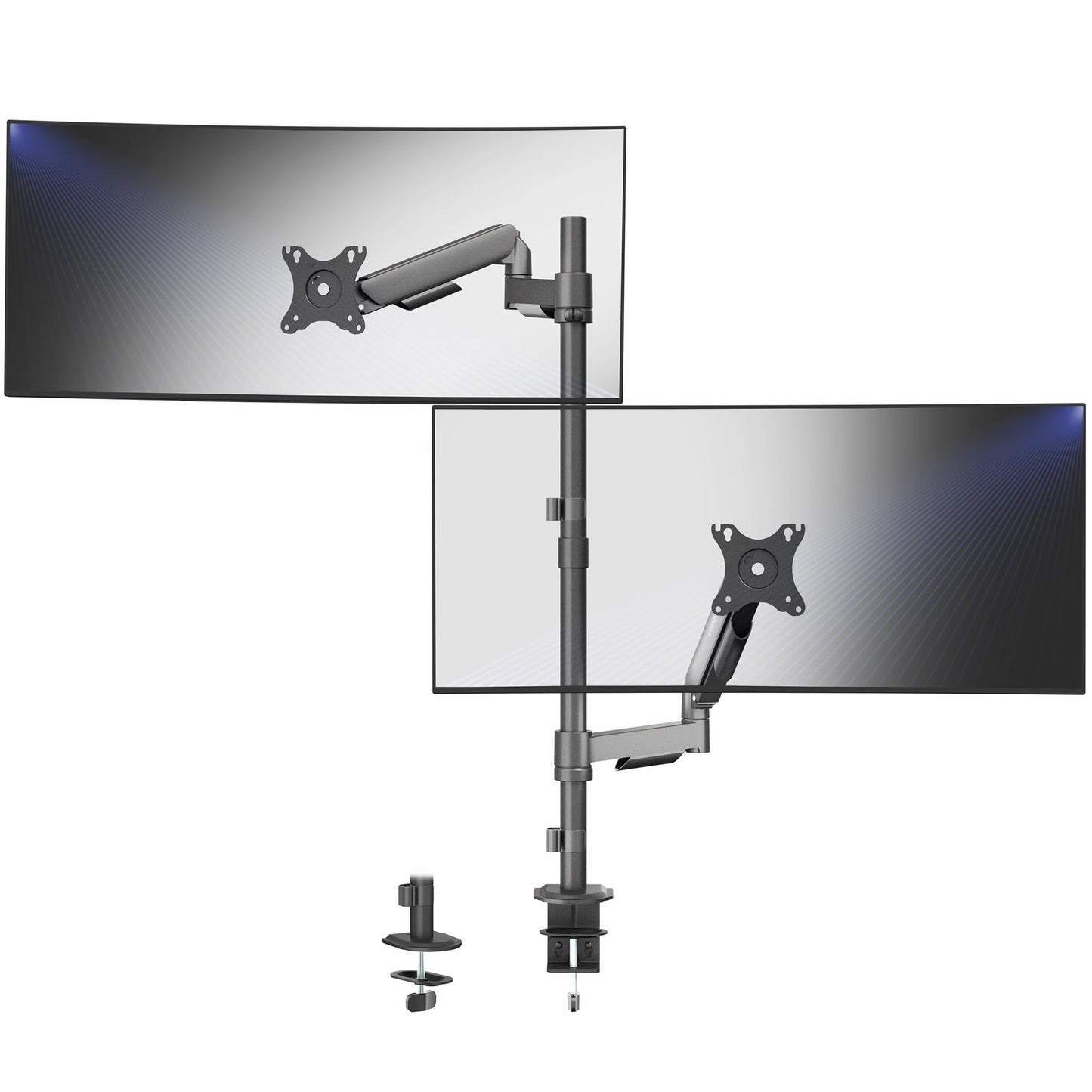 VIVO Dual Monitor Arm Extra Tall Mount for Screens up to 32 inches, Mechanical Height Adjustment, Full Articulating Heavy Duty VESA Stand with Desk