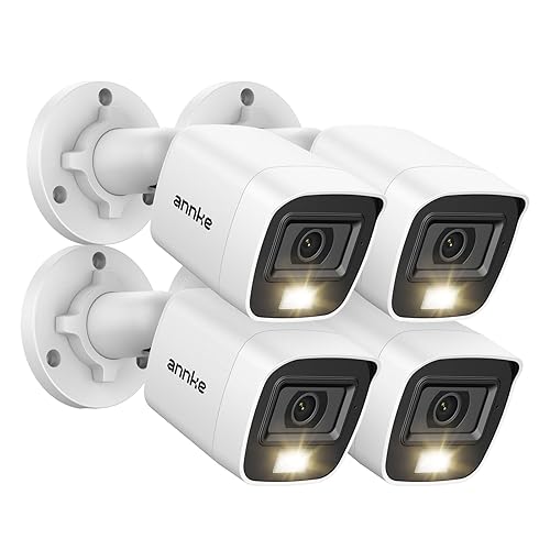ANNKE 4 Packed 2.0MP 1080P 1920TVL Wired Security Camera Kits, HD TVI Add-on Outdoor CCTV Cameras, Smart Dual Light, IP66 Weatherproof Housing, Home
