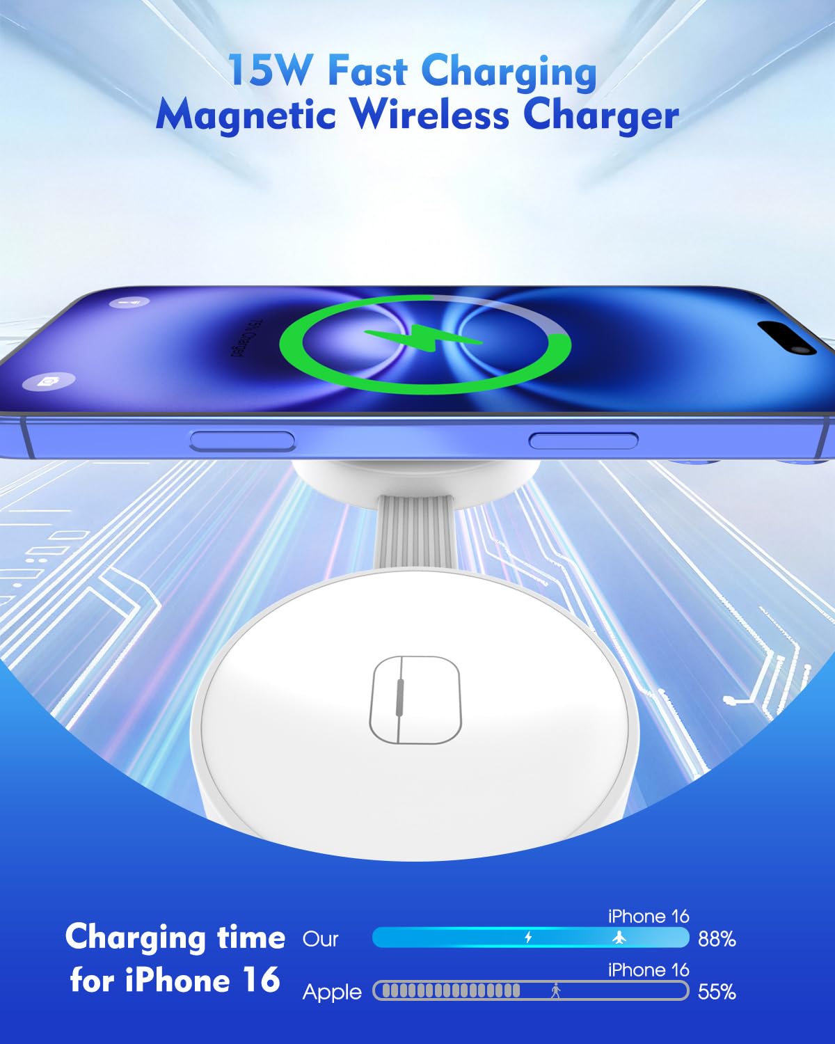 Magnetic Wireless Charging Station 3in1 Fast iPhone Charging Pad Foldable Travel MagSafe Charger Station Dock Apple Mag-Safe Charger for iPhone 17 Pro