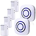 BESTOONE Motion Sensor Alarm, Long Range Wireless Driveway Alarm, Indoor Home Security System Electric Doorbells, 4 Motion Detector and 2 Alarm, 38