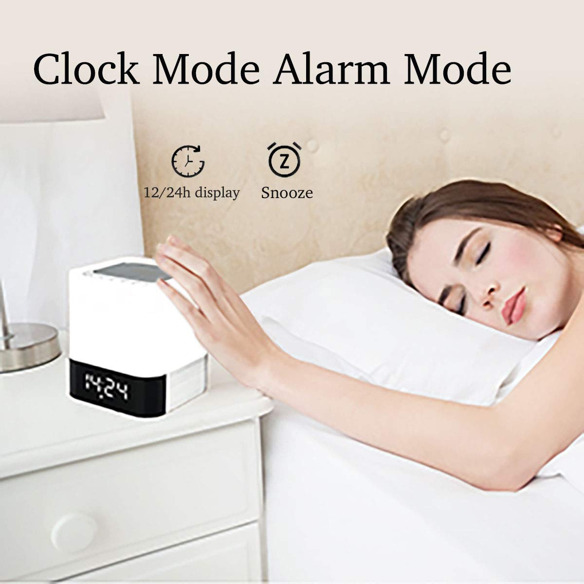HoaBoly Night Lights Bluetooth Speaker, Alarm Clock Wireless Bluetooth Speakers,Touch Sensor Bedside Lamp,Color Changing Night Lights for Kids,MP3