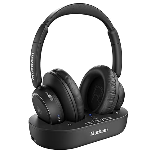 Mutbam Wireless Headphones for TV, TV Headphones Wireless for Seniors with Charging Dock, Ideal Gifts for Seniors, 65H Playtime Plug-Play, Assistive