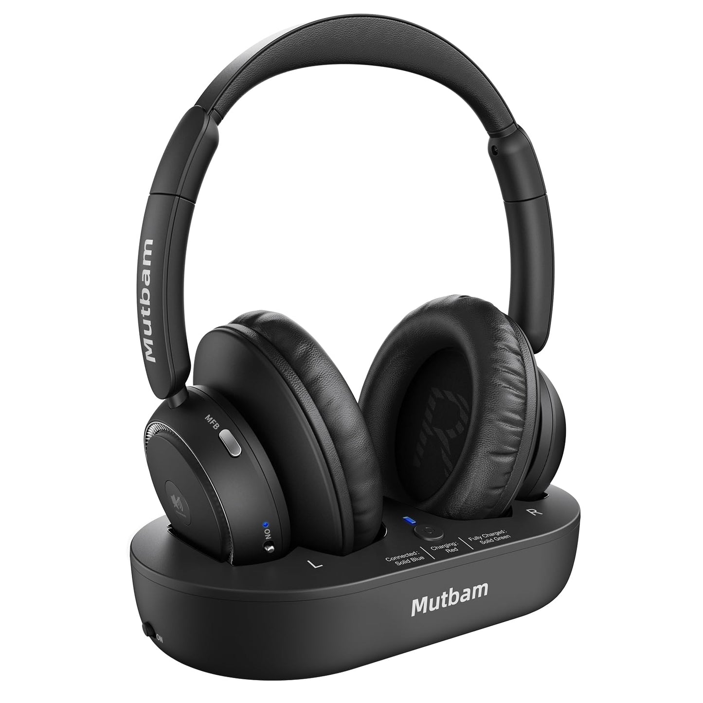 Mutbam Wireless Headphones for TV, TV Headphones Wireless for Seniors with Charging Dock, Ideal Gifts for Seniors, 65H Playtime Plug-Play, Assistive