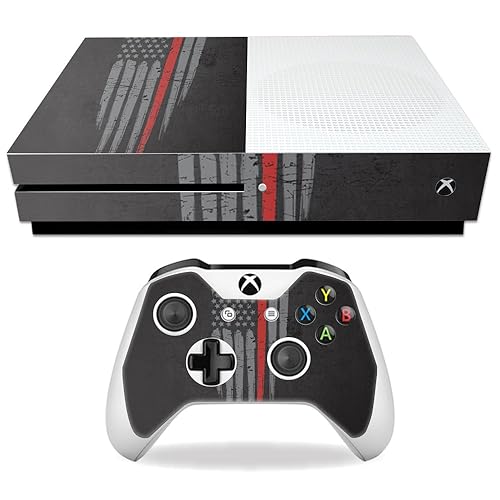 MightySkins Skin Compatible with Microsoft Xbox One S - Thin Red Line | Protective, Durable, and Unique Vinyl Decal wrap Cover | Easy to Apply