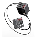 4-in-1 Retractable wall Charger with PD Fast Charging, Featuring Dual USB Ports, Lightning and Type-C Data Cables, a Foldable Four-Port Plug, and a