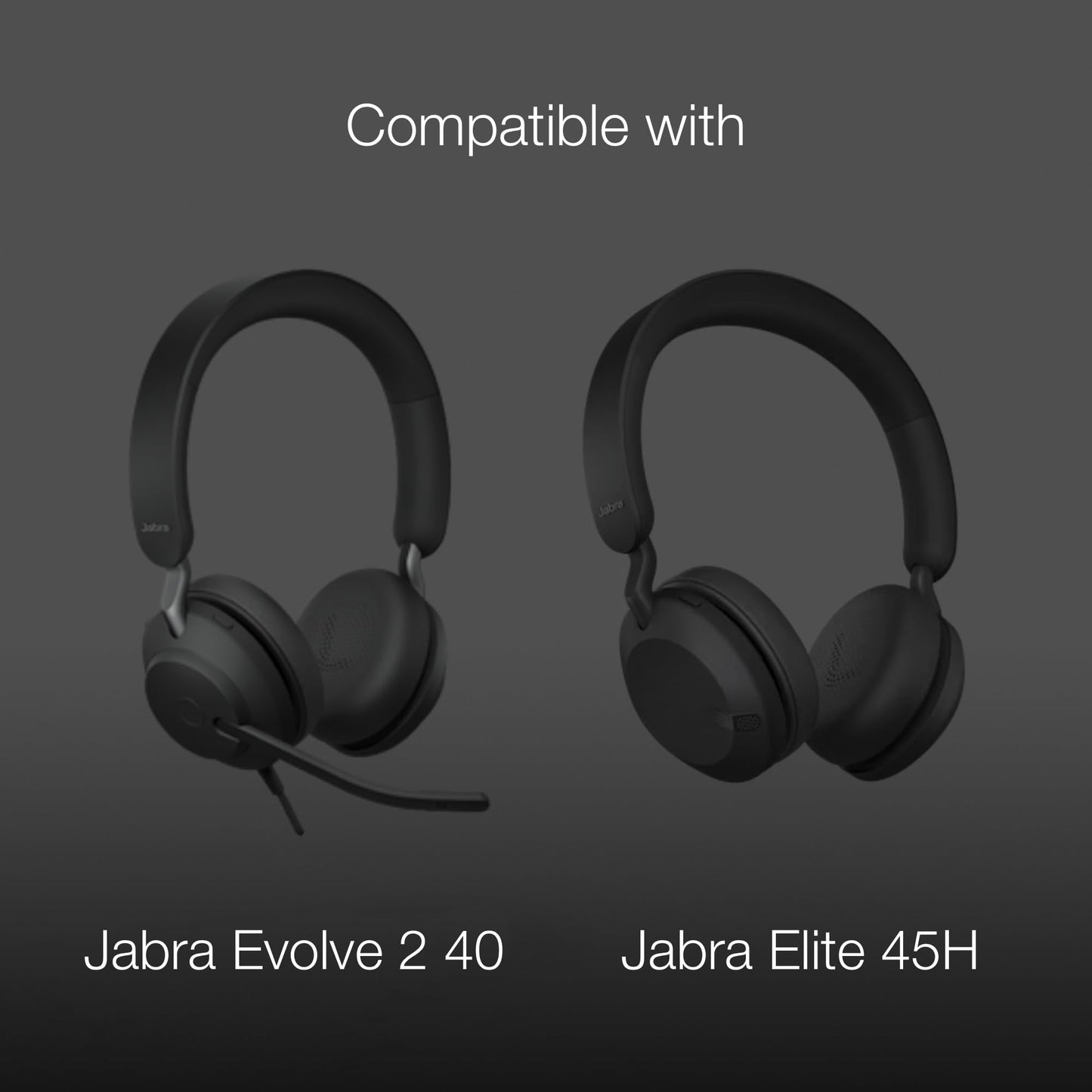 Replacement Ear Pad Cushions Compatible with Jabra Evolve2 65 and Evolve2 40 Headsets, Fits Earpiece Earcup to Exact Specs, 2pk of Leather Ear
