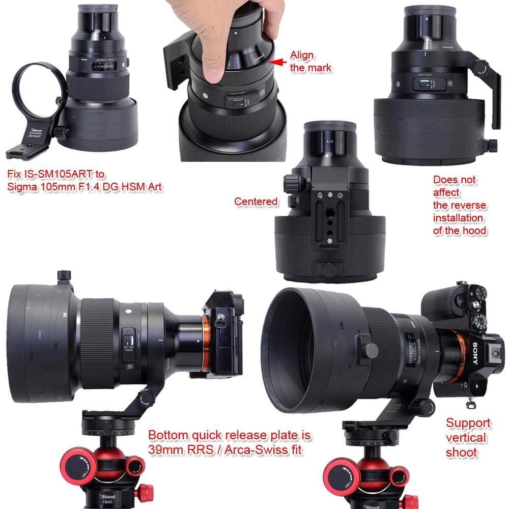 iShoot 82mm Lens Collar Tripod Mount Ring Compatible with Sigma 100-400mm f/5-6.3 DG DN OS & 105mm f/1.4 DG HSM Art, Lens Support Holder Bracket