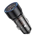 MOSWAG 75W USB C Car Charger USB C Fast Charge, 45W PD&QC 3.0 Mini Cigarette Lighter Adapter for iPhone 17 16 15 Pro Max, Dual 12V Type C Adapter