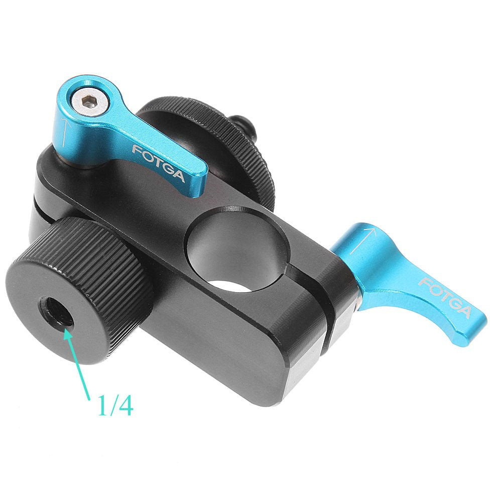 Fotga DP500 III 15mm Rod Clamp Mount with 1/4 Thread Screw and Hole for Dslr Camera Monitor Magic Arm Tripod Ball Head