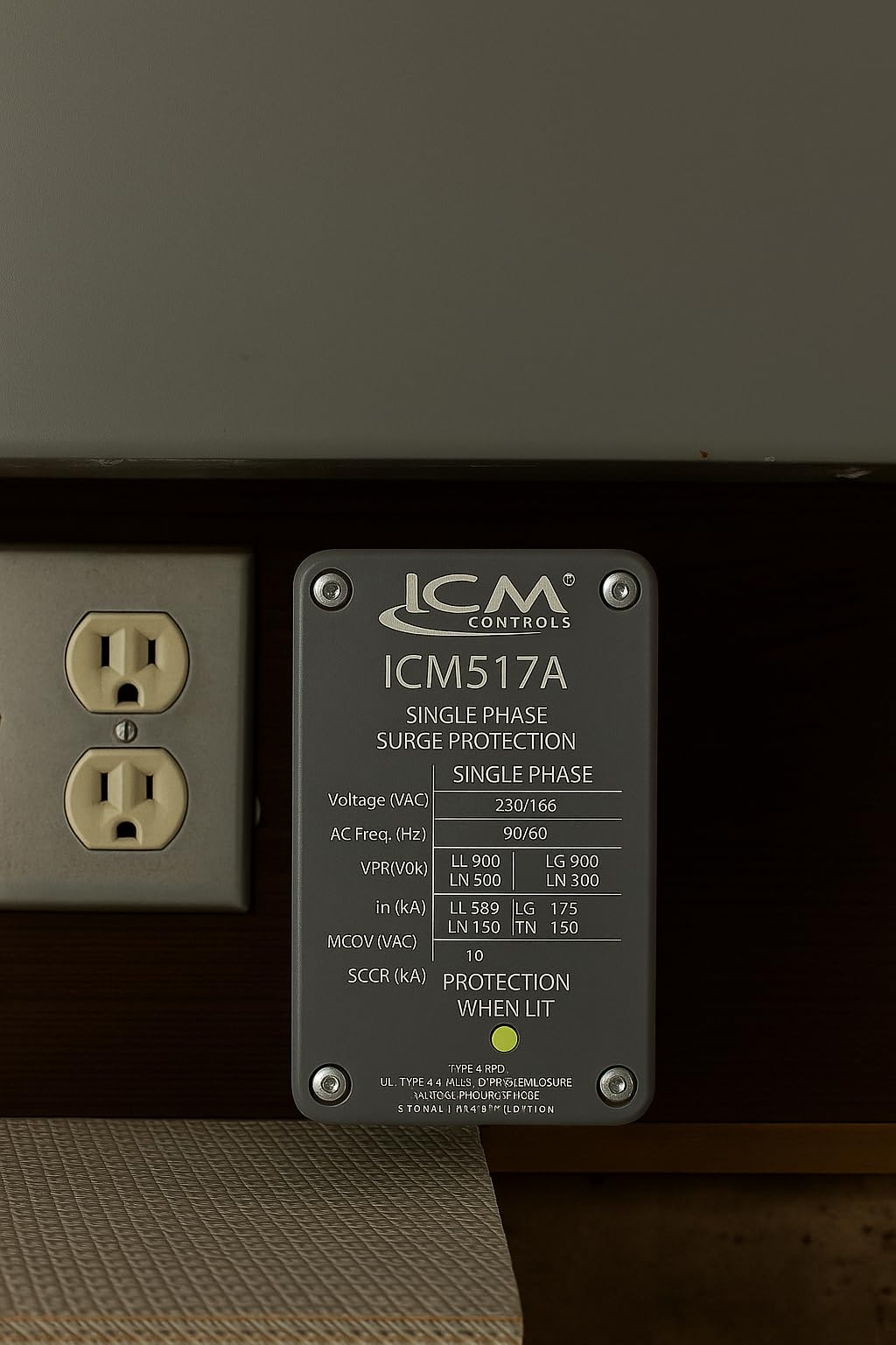 ICM517A Single Phase Surge Protective Device (SPD), NEMA Type 4X Enclosed Type 2, Surge Protection for HVAC, Motors, Appliances, Electronics