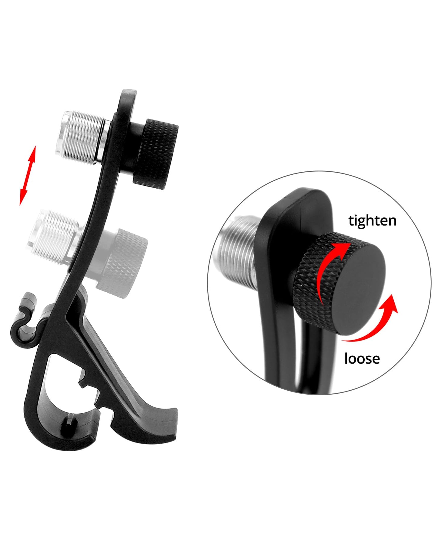 QWORK Drum Microphone Clips, 4 Pack, Black Metal