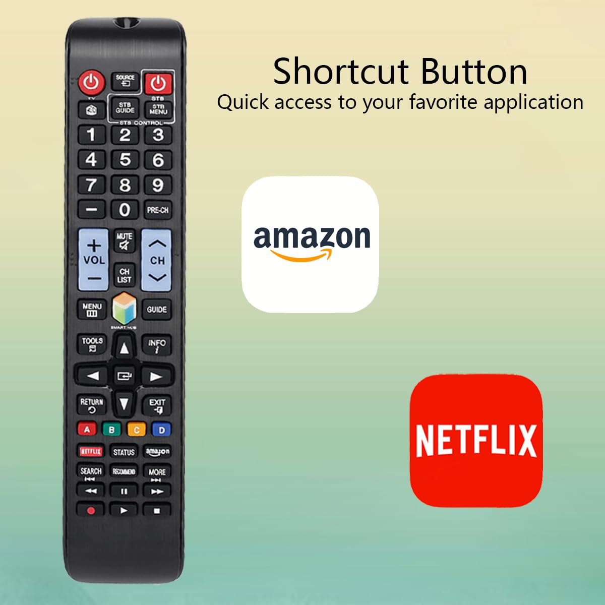 Universal Remote Control Replacement for Samsung Smart TV UN50F6300AF UN50F6350AF UN55F6300AF UN55F6350AF UN55F8000BF UN55F9000AF UN60F6300AF