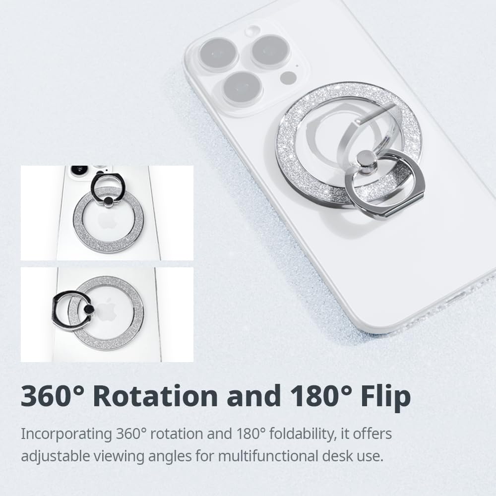 iRing Magnetic Phone Ring Holder for MagSafe, 360° Rotation Finger Grip Stand Compatible with iPhone 17/16/15/14/13/12 - Strong Magnetic Grip, iRing