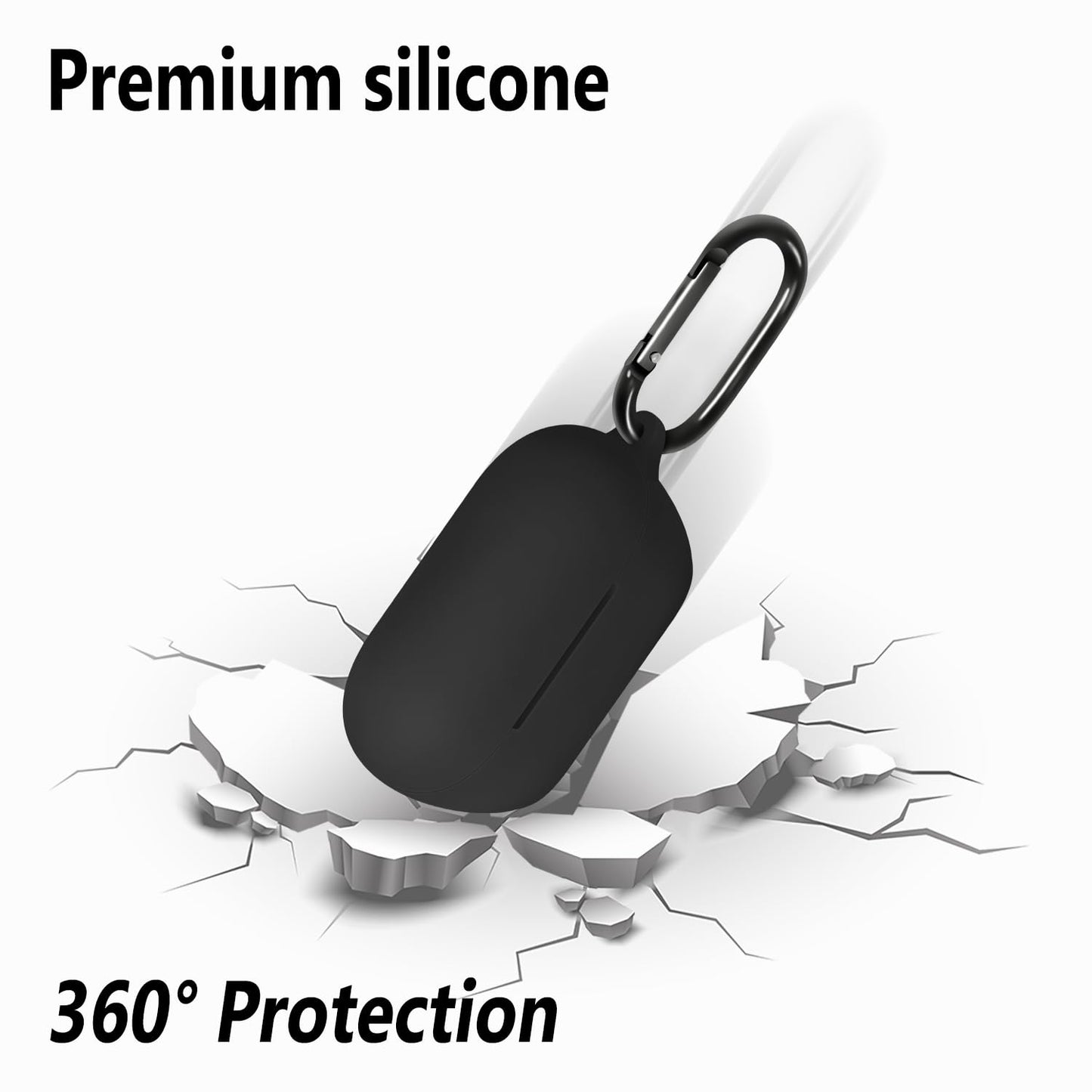 Geiomoo Soft Silicone Cover for Sony WF-C710N Case, Flexible Scratch Resistant with Carabiner (Black)