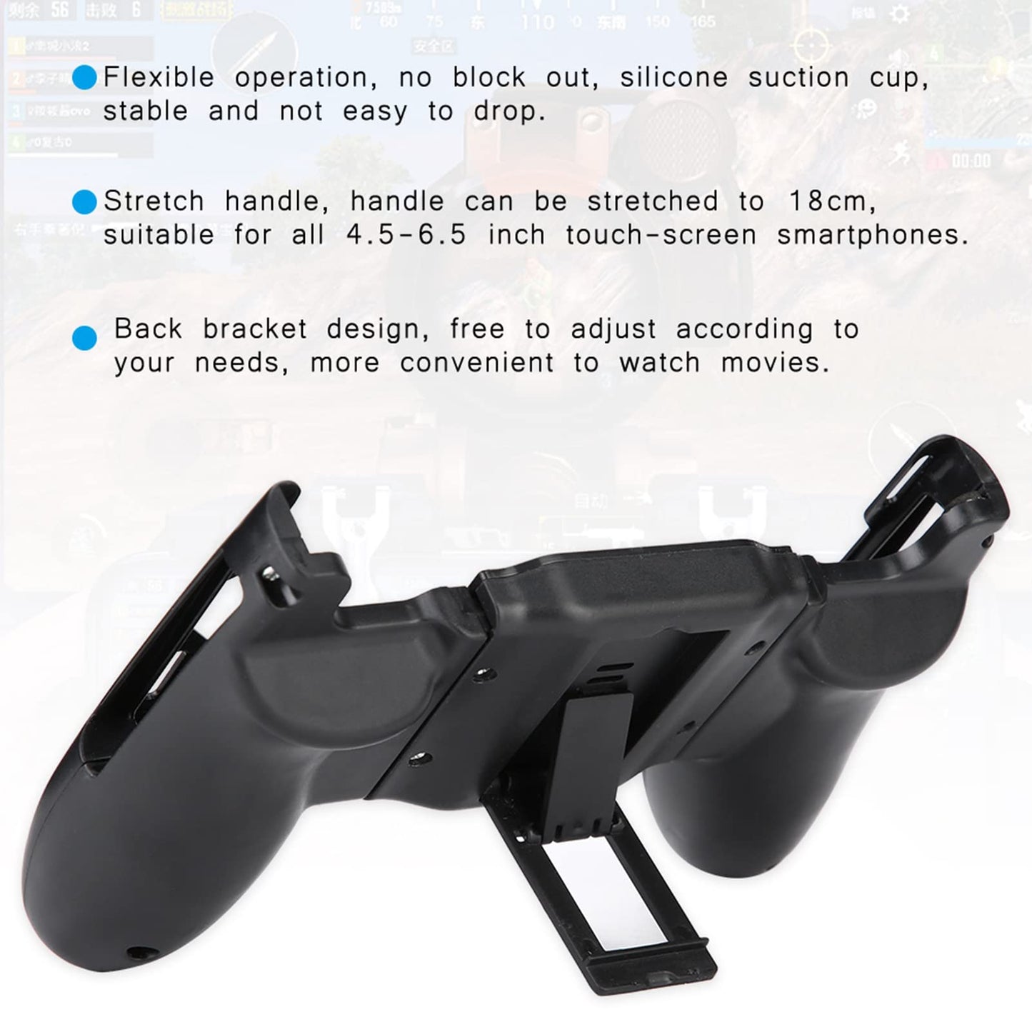 Phone Gamepad, 3 in 1 Portable Universal Mobile Phone Gamepad Holder Telescopic Gamepad Game Controller Joystick for PUBG Compatible with 4.5-6.5 Inch