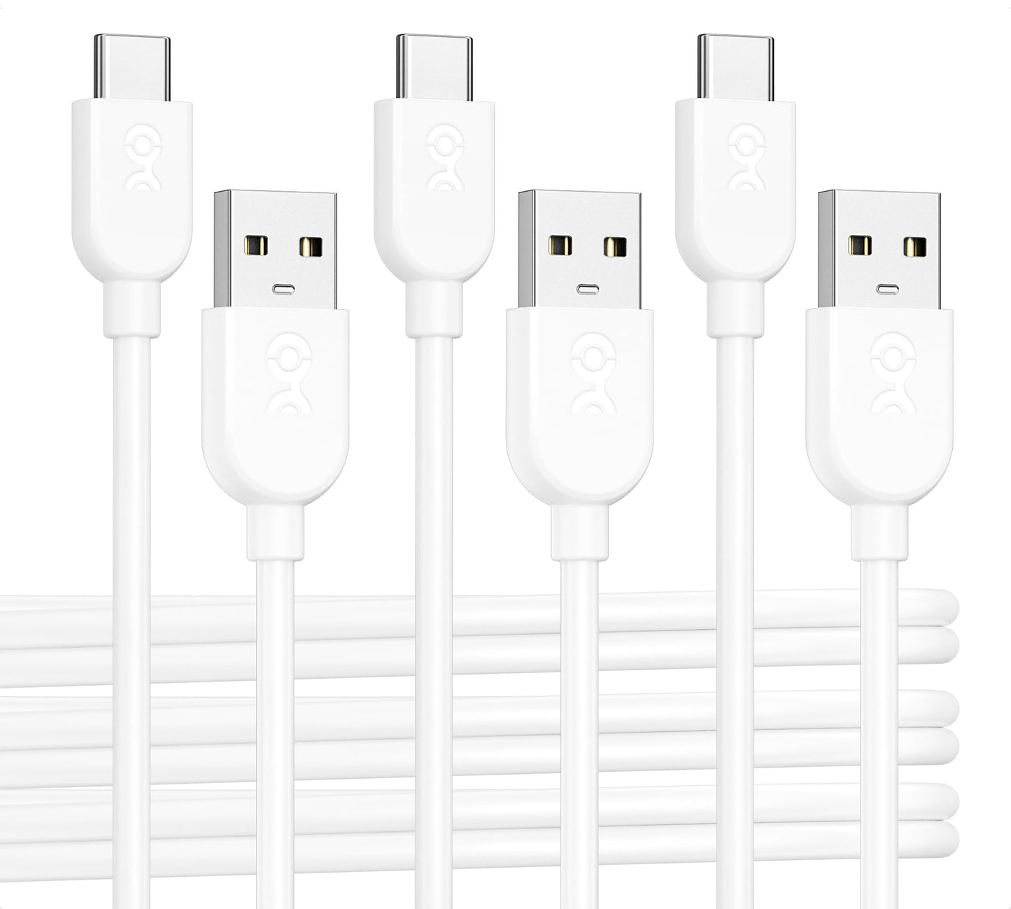 Cable Matters 3-Pack USB A to USB C Cable 6ft in White, Support Apple CarPlay, Android Auto, USBA to USBC Charging Cable for iPhone 16/15 Pro Max