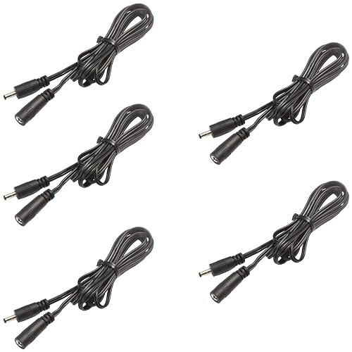 Lvyinyin Extension Cable for Under Cabinet Lighting Dimmable LED Puck Lights Linkable Strip Kit DC 12V 5ft 35-135 DC Connector (#35-135, 5 Packs