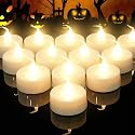 Topstone 12 pcs Flameless Candles with Timer,Timing Electric Tealight Candles,Battery Operated Fake Candles,Warm White Led Votive Candles