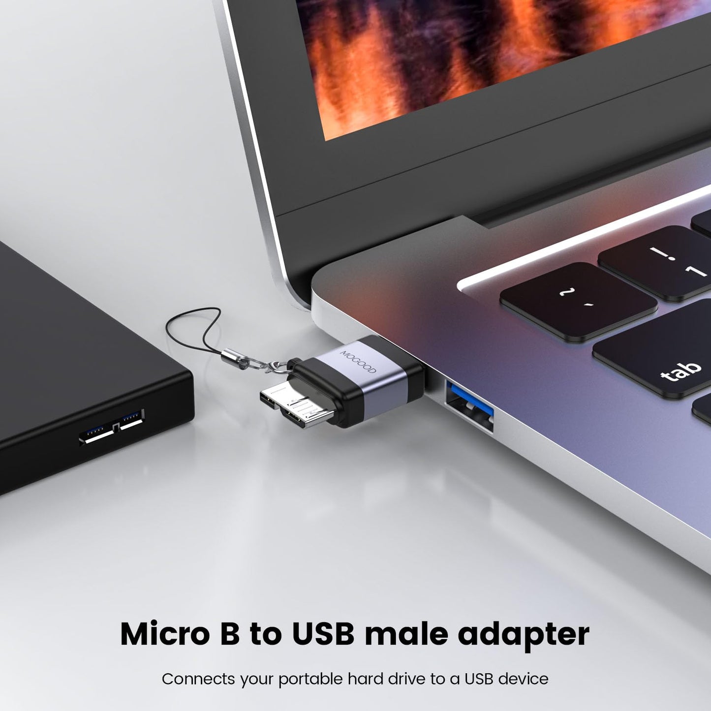 MOGOOD USB to Micro B Adapter, Micro B to USB Male Adaptor, USB3.0 to Micro B Data Charging Adapter Short Converter Adaptor for Computers, Laptops…