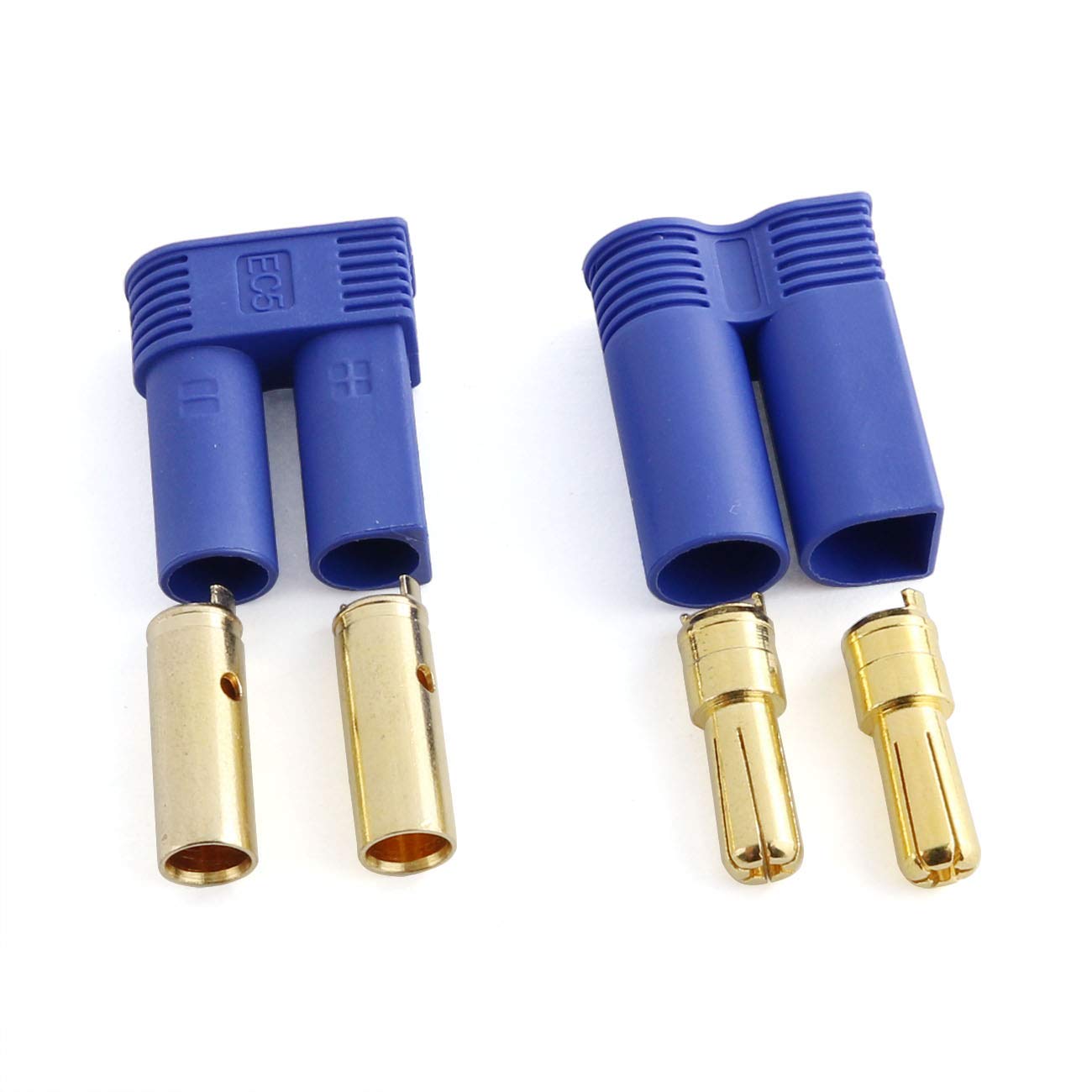 E-outstanding 5 Pairs EC5 Battery Connector Plugs Male and Female Gold Bullet Banana Plug Sets (5X Male + 5X Female)
