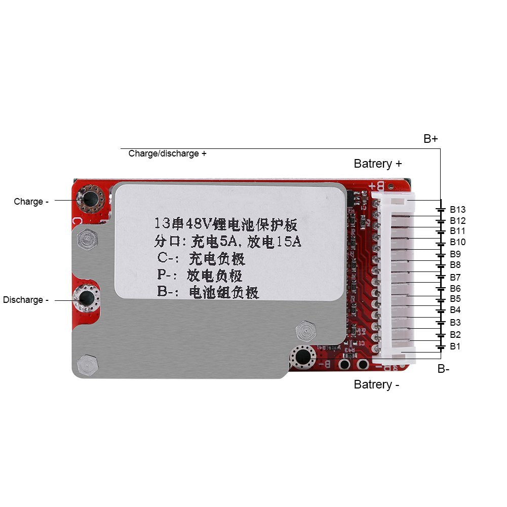 Akozon Battery PCB Board Li-Ion Li-Polymer Battery Board for 13S 48V/54.6V Li-Ion Li-Polymer Batteries