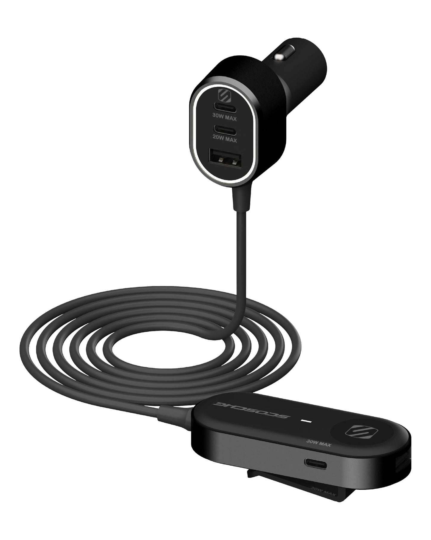 Scosche CPD100EX-VA1 Six Port 100W USB Car Charger Fast Charging Adapter PD 30W & 20W USB-C Ports & 18W USB-A Port, Travel Charger for Multiple