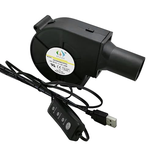 HVVH Portable Dual Ball 5V USB 3500RPM 35CFM Multifunctional Variable Speed DIY Air Mover Blower USB Cooling Fan for DIY Computer Case, Mining Server