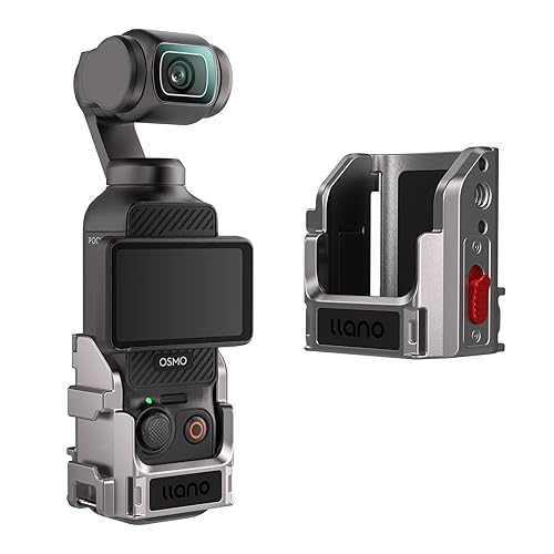llano Aluminium Protective Cage for DJI Osmo Pocket 3, Expansion Adapter Accessories Frame with Quick-Release Lock, Lightweight Camera Cage with 1/4''