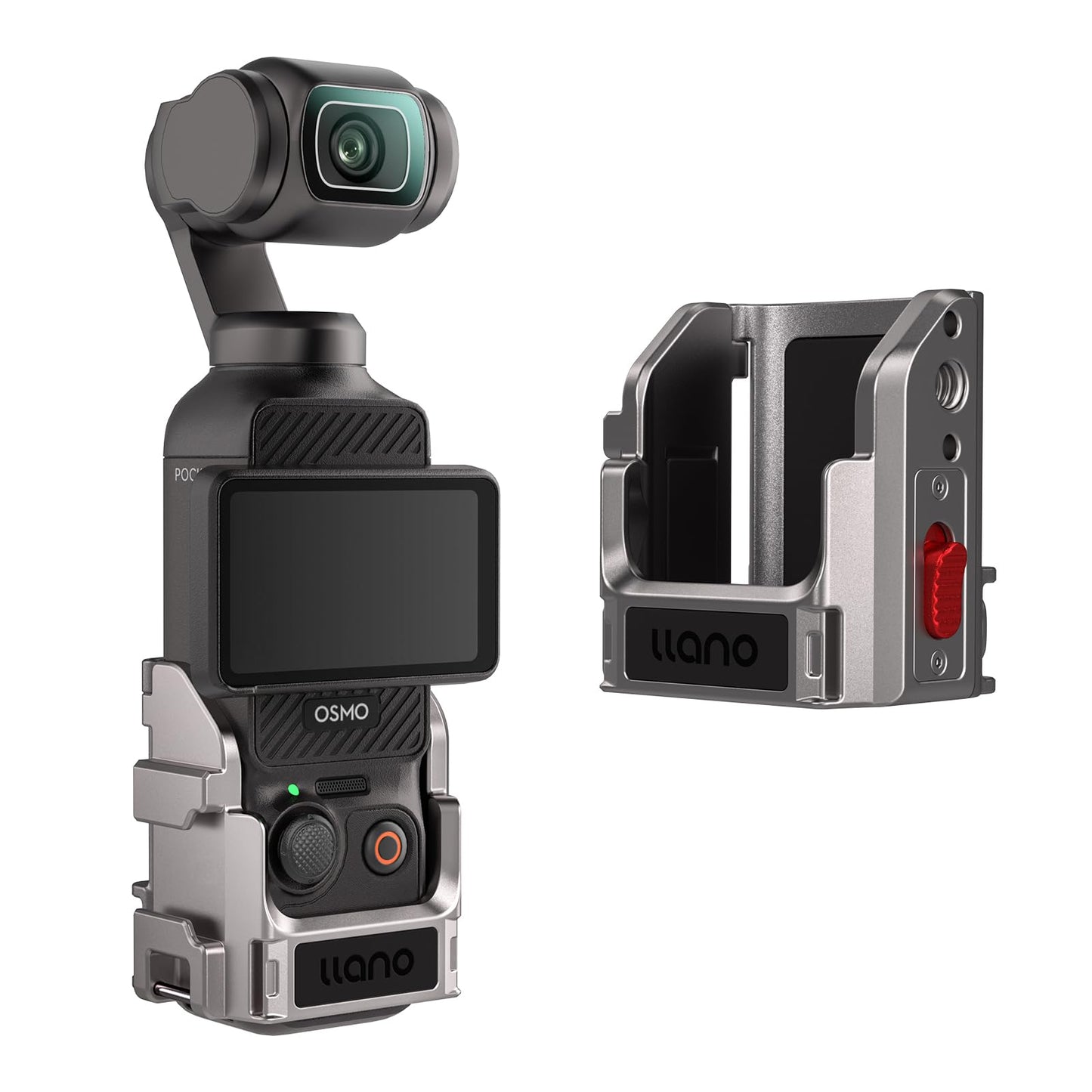 llano Aluminium Protective Cage for DJI Osmo Pocket 3, Expansion Adapter Accessories Frame with Quick-Release Lock, Lightweight Camera Cage with 1/4''